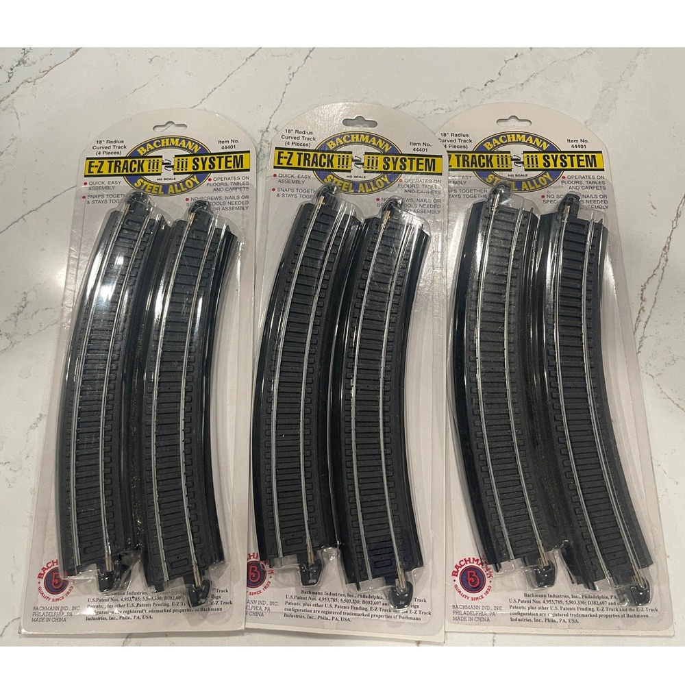 Bachmann HO Scale E-Z Track 18 Radius Curved Steel Alloy 44401 Lot of 3 NIP